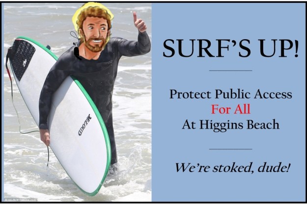 Saint Christopher, the patron saint of surfers, at Higgins Beach.  (He walked from St. Max's so parking wasn't an issue...)